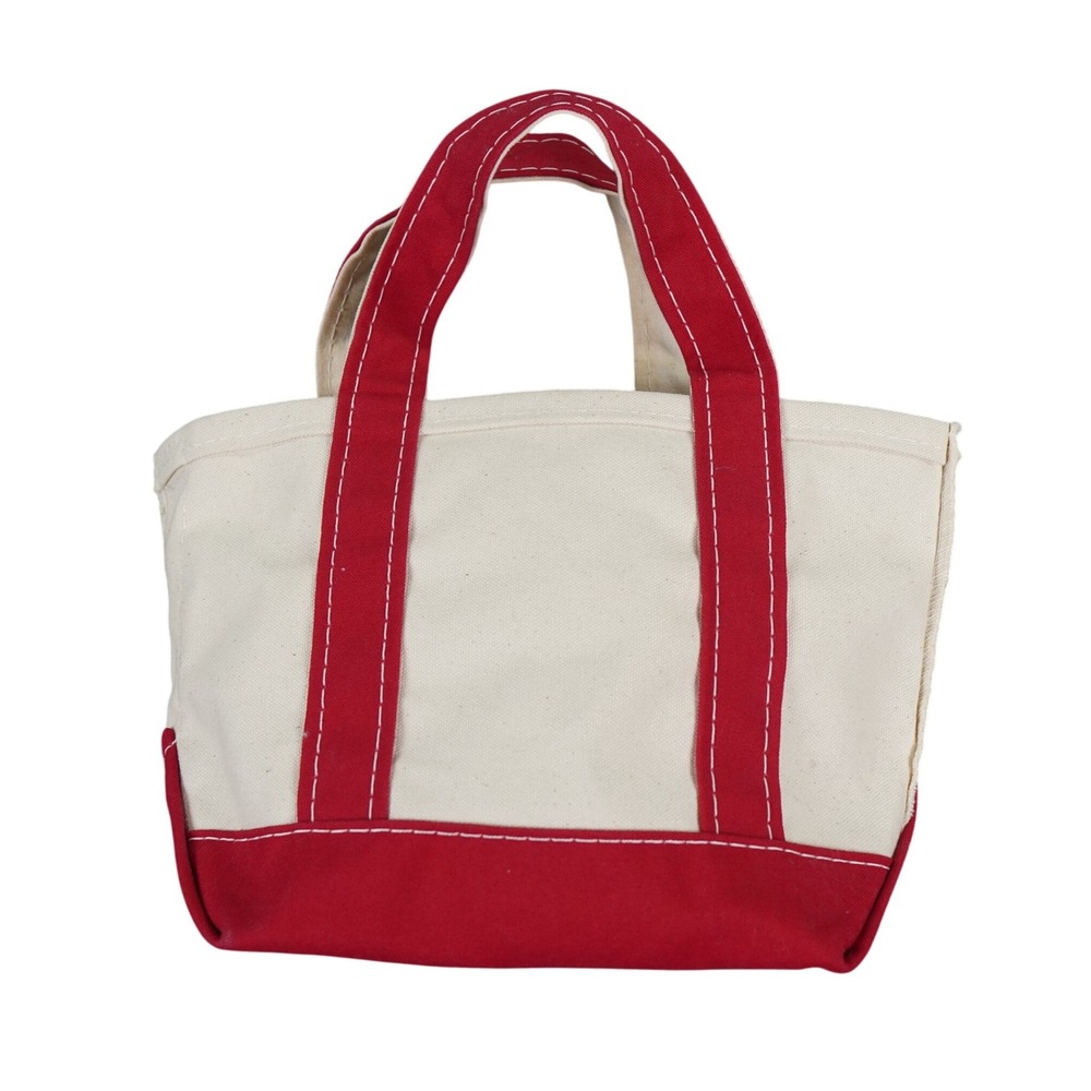 VTG LL Bean Boat Tote Bag Small Red Canvas Made in USA 11x7x5 Maine 90s